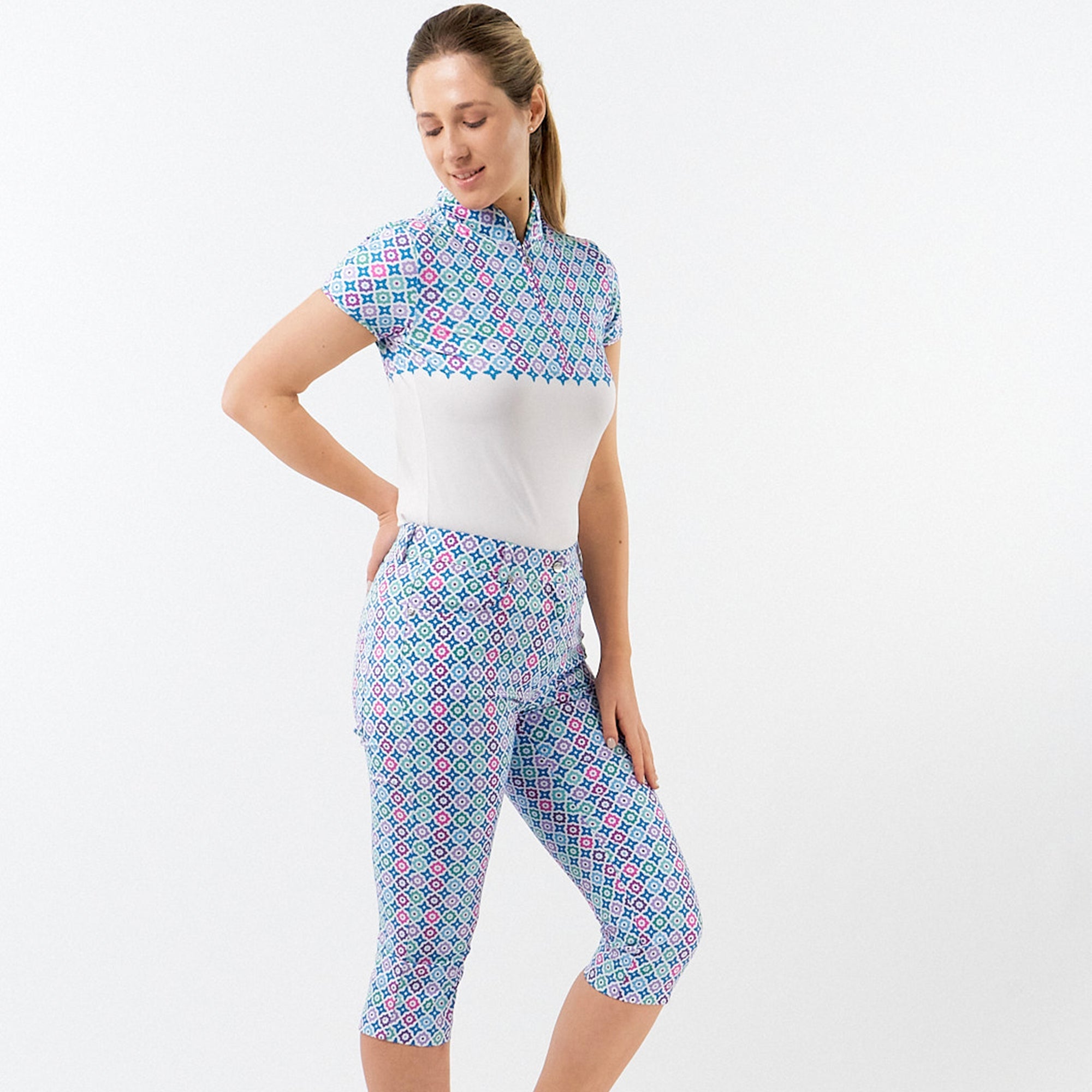 Pure Golf Truth Ladies Golf Polo Shirt Geo Flower